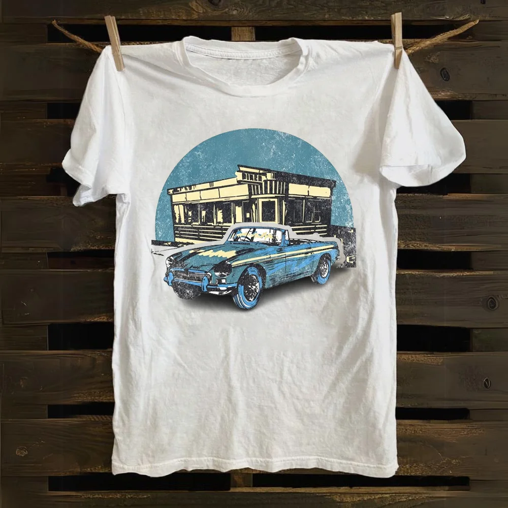 Vintage Classic Convertible Car Graphic T‑Shirts Men Summer Casual Short Sleeve Tees Streetwear Loose Fit Cotton T Shirt