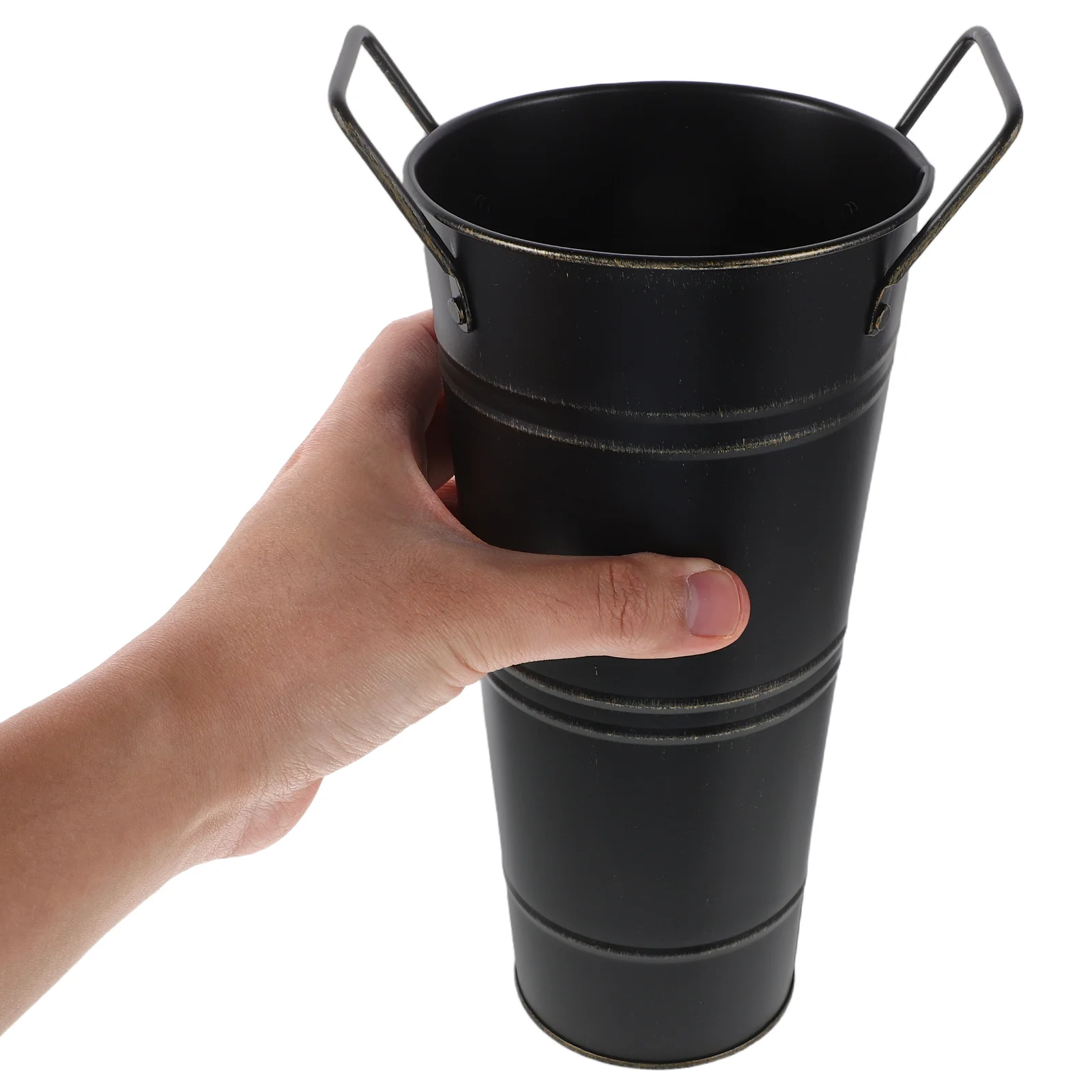 

2Pcs Rustic Farmhouse Metal Flower Vases 9 Inch Galvanized Finish Vintage Bucket Design for Home Garden Decorative Arrangements