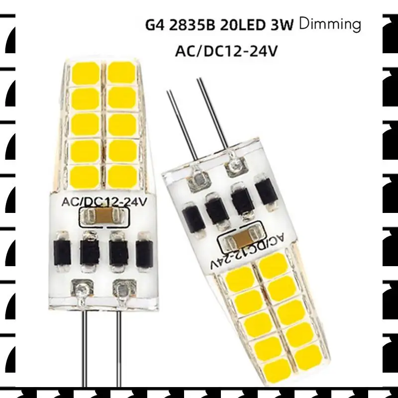 

A44U 50PCS G4 LED Bulb AC/DC12V-24V 3W LED G4 Light 20LED 360 Angle Light 2835SMD Replace 30W Halogen Lamp,Cool White