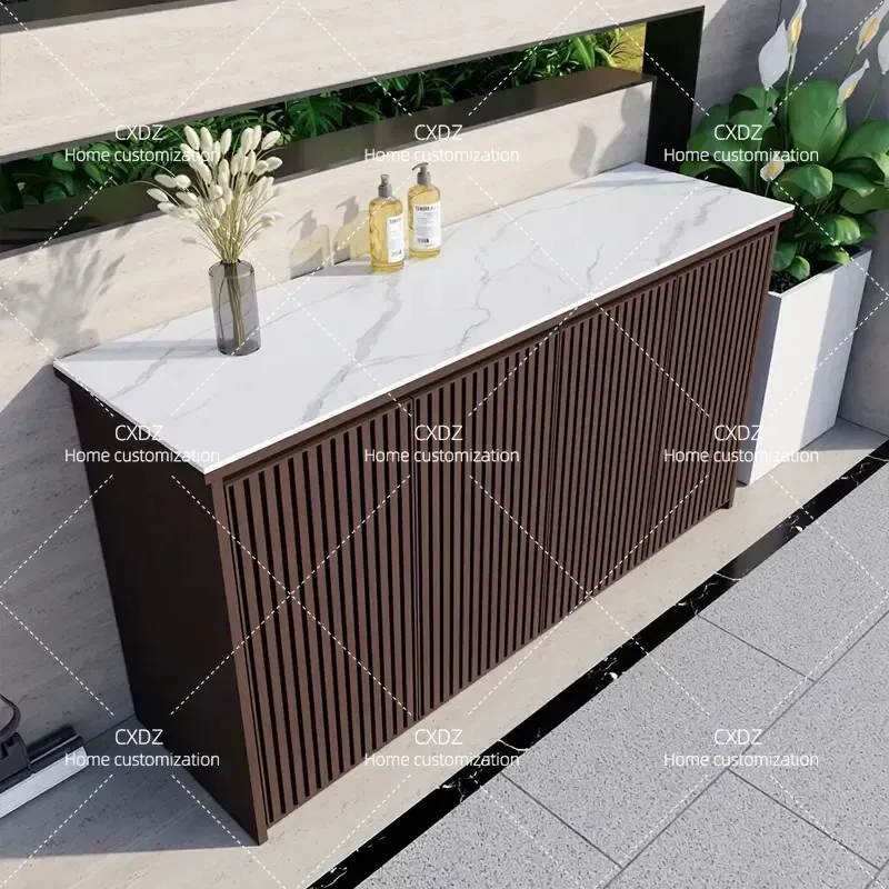 Outdoor All Aluminum Alloy Locker Waterproof Sunproof Garden Console Multifunctional Storage Utility Cabinet Shoe Rack