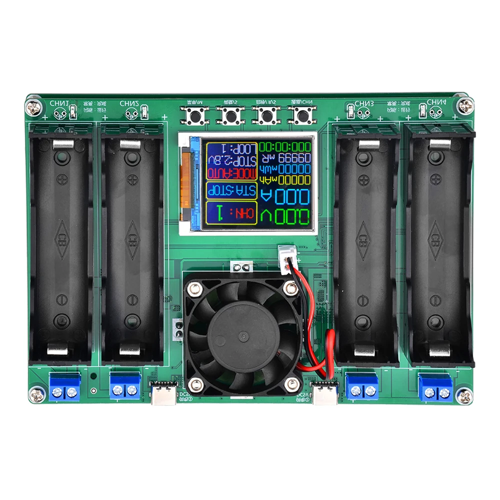 4 Channels 18650 Lithium Battery Capacity Tester Battery Tester LCD Display Universal Battery Checker Analyzer DC5V Type-C