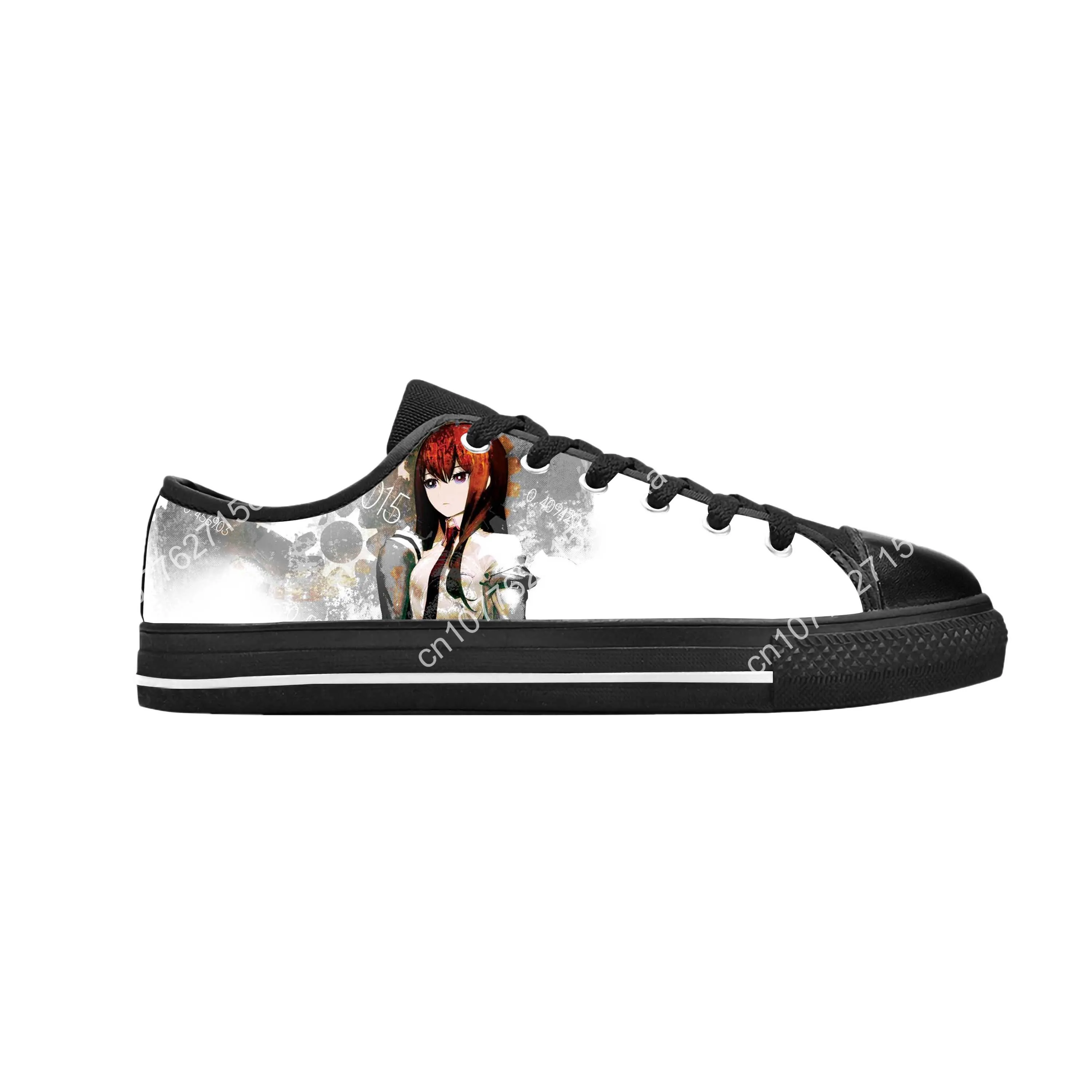 Hot Japanese Anime Manga Makise Kurisu Steins Gate Casual Cloth Shoes Low Top Comfortable Breathable 3D Print Men Women Sneakers