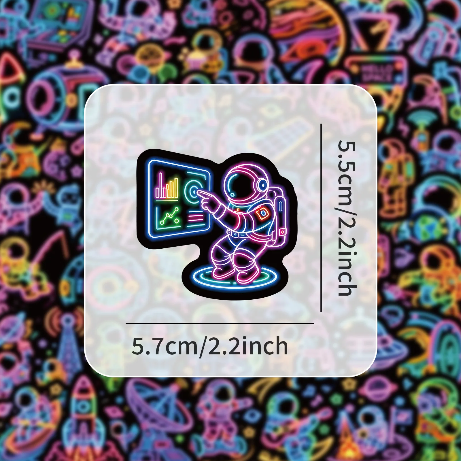 50pcs Neon Astronaut Cartoon Stickers Graffiti Sticker Decorate Phone Back Card Trunk Water Cup Cute Cat DIY Stickers Waterproof