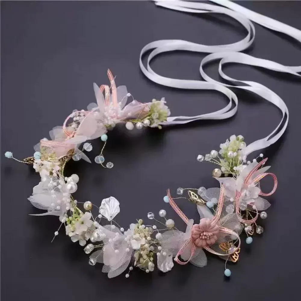 1 Pack Floral Ribbon Children's Headband, Sweet Style, Flower Girl Wedding / Birthday Party / Photo Shoot / Holiday Performance image 5