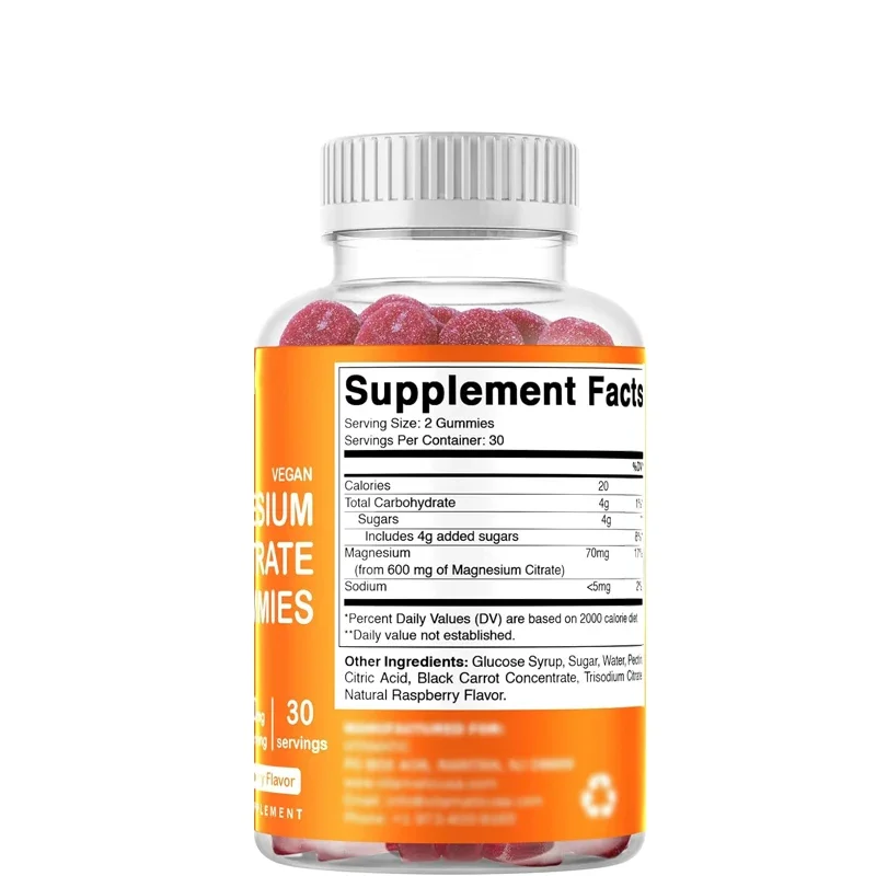 علكة فيتامين المغنيسيوم والحمضيات - 60 علكة نباتية - تعزز الاسترخاء الصحي والعضلات والعظام ودعم الطاقة #4