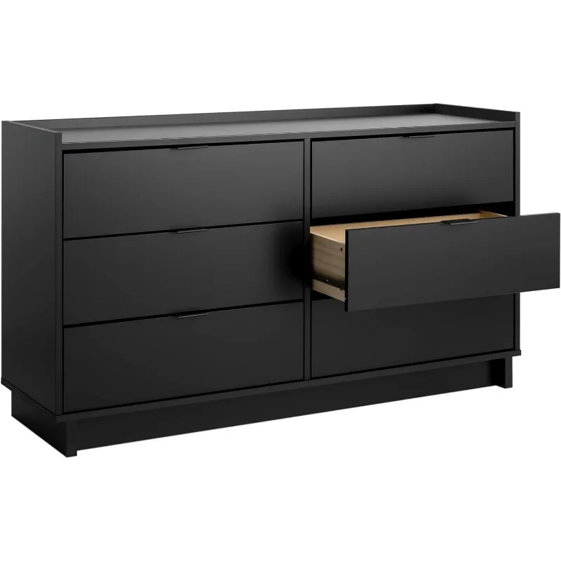 Prepac Double Drawer Dresser, 52.5" W x 29.5" H x 16" D, Simple Black Dressers