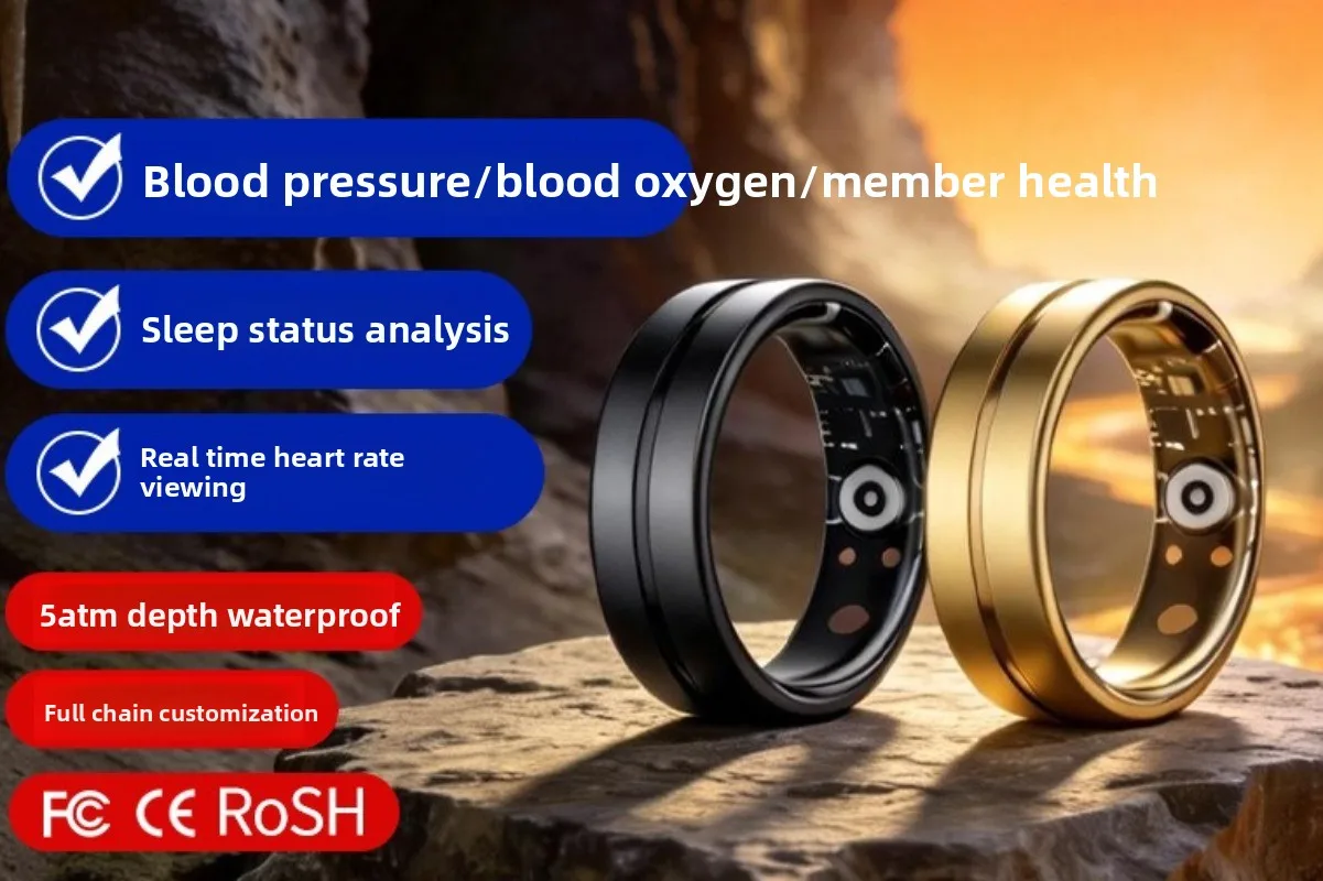 2026 New Waterproof Smart Ring, Heart Rate SpO2 Sleep Sports Monitor with Remote Photo Control Tool