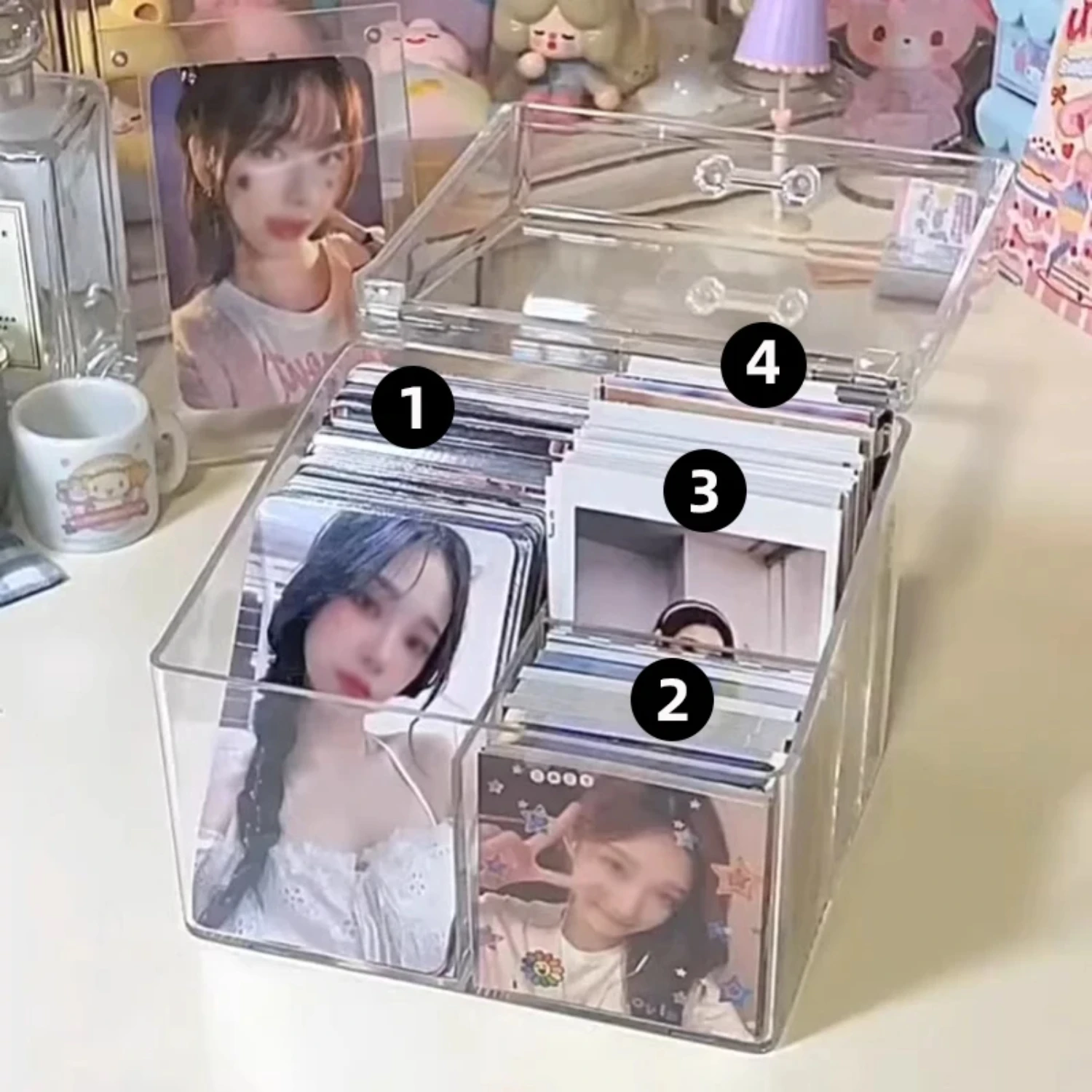 Transparent Acrylic Flip Box - Multifunctional Household Idol Cards Containers for Kpop Photocard Storage - Dustproof Design