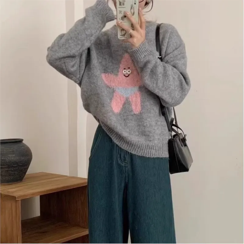 2025 Fresh Sweet  Winter Clothe Woman Pull Femmes All-match Loose Simple Style Sweater Comfortable Cute Casual Commuting Cartoon