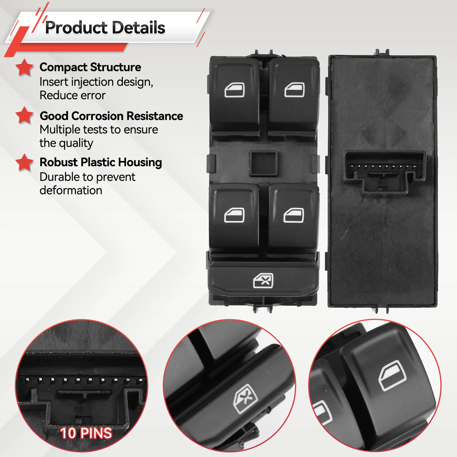 

Панель кнопок управления стеклоподъемником Master для Skoda Octavia III Combi 2012-2020 5E0959857, аксессуары для кнопок управления стеклом