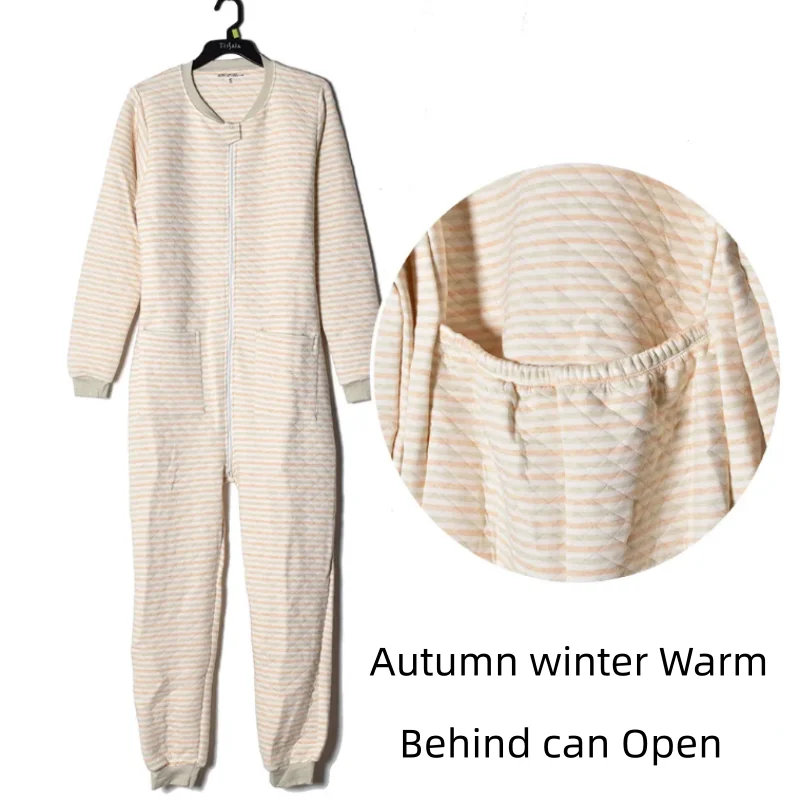 

Pure Cotton Long Sleeves Rompers Adult ABDL Jumpsuits Pajamas Plus Size Zipper Comfortable Breathable Couple Loose Home Clothes
