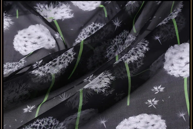 Silk Fabric Dandelion Printed Silk Chiffon Fabric Nature Silk Fabric French Lace Woven Material For Dress Cloth Tulle Textile