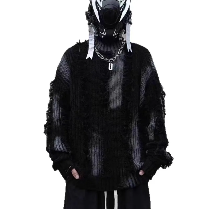 HKSH 2025 디스트레스드 태슬 두꺼운 니트 트렌디 스웨터 여성 가을 겨울 신상 남성 아메리칸 하이 스트리트 레이지 루즈 캐주얼 HK15884