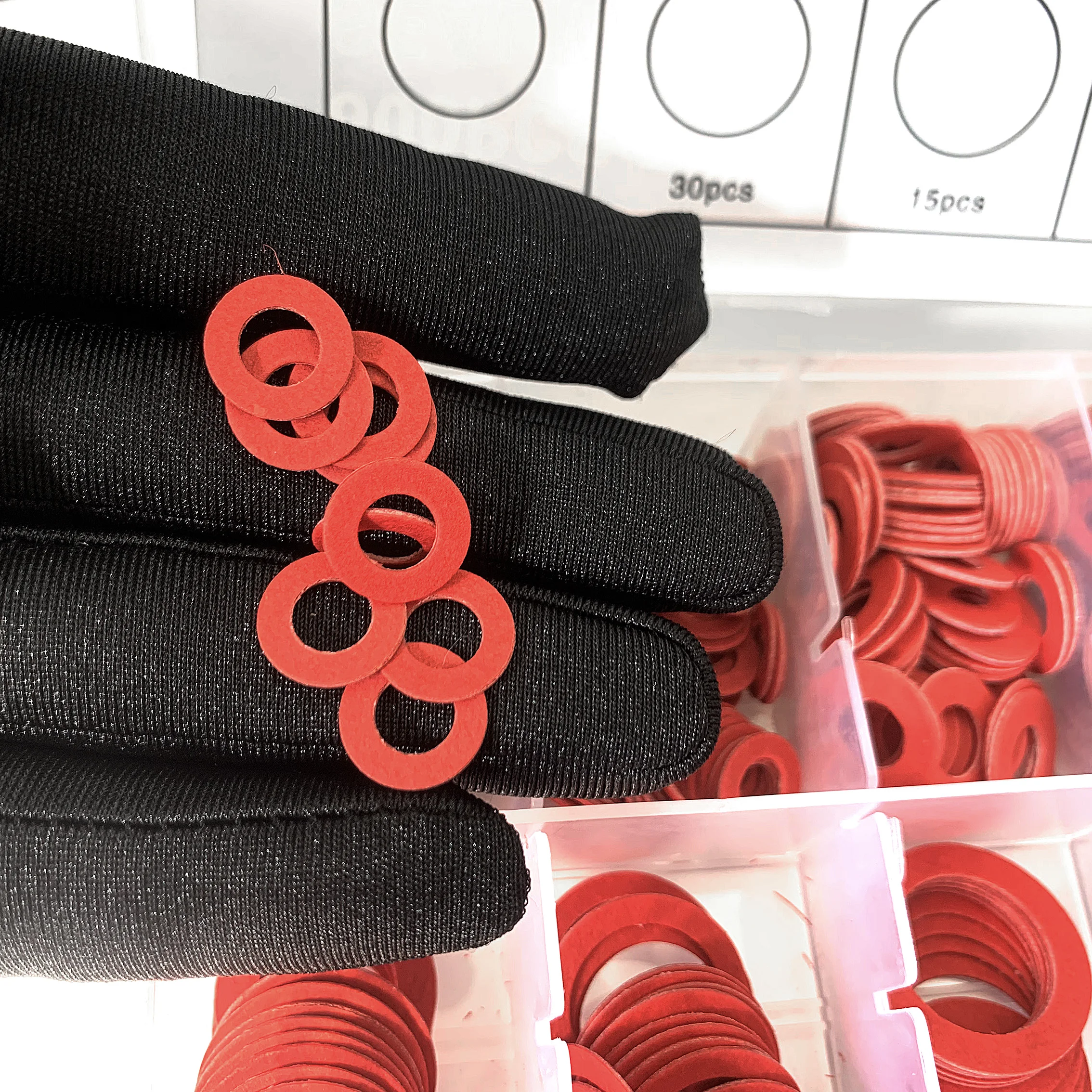 

CS 0.8MM ID 5.5mm-24mm OD 10mm-32mm Red Fiber Flat O-Ring Assortment Kit 600Pcs Industrial Sealing Gaskets Equipment Repair