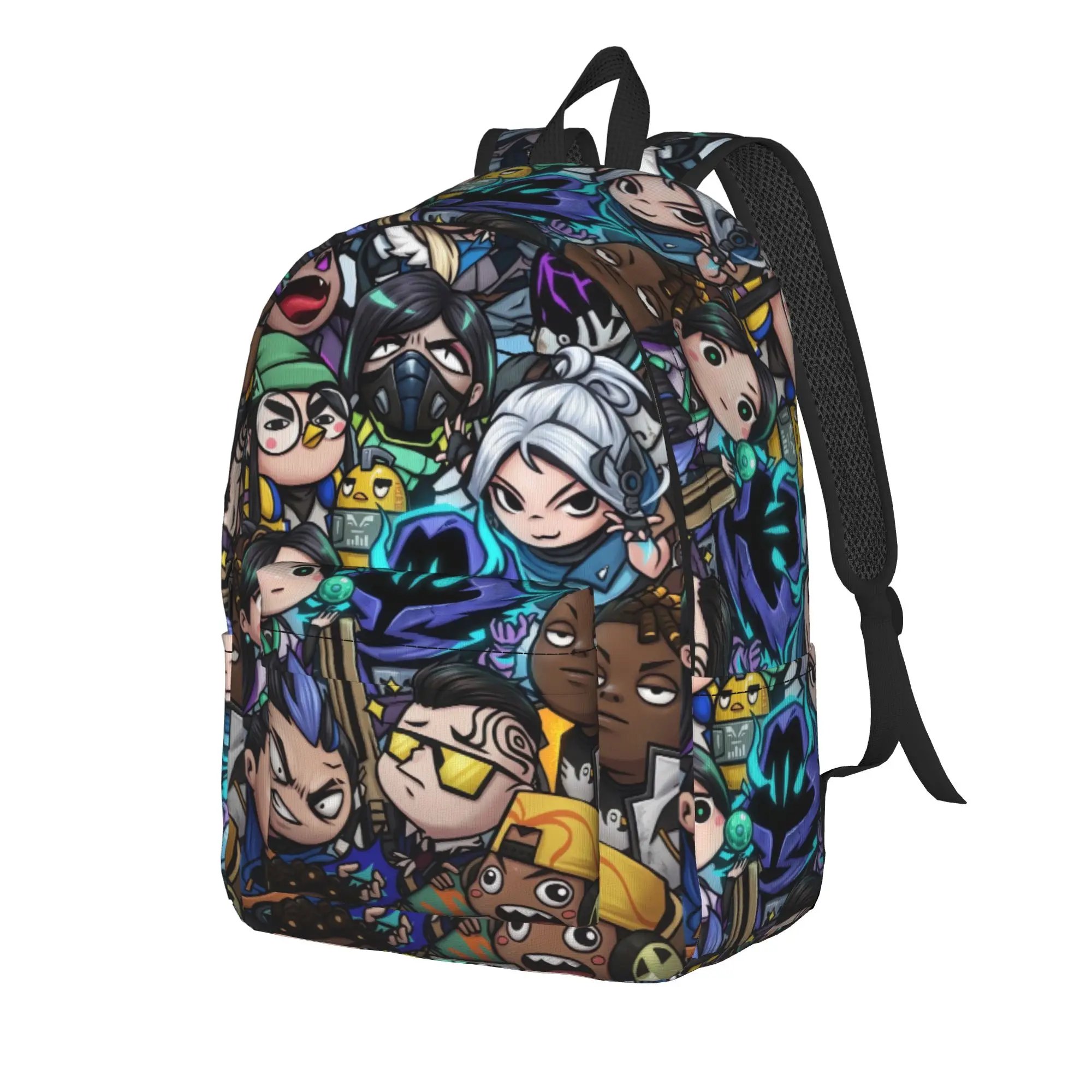 Backpack Teen V-Valorant Breathable Backpacks Polyester Kawaii High School Bags Travel Custom Rucksack
