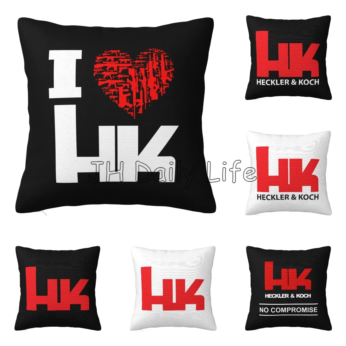 Heckler Koch Pillow Case Home Decorative I Love Hk Print Pillowcase for Sofa Bed Couch Square Throw Curshion Cover 18x18 Inches