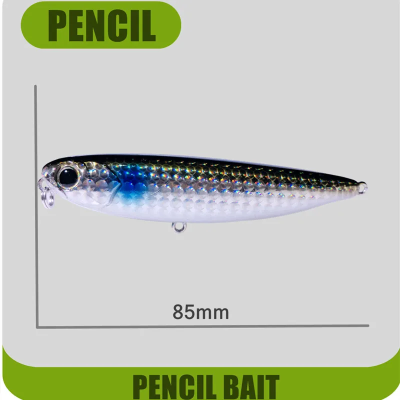 GRS New 85mm 12g Topwater Pencil Bait Floating Stickbait Walk The Dog Fishing Lure Bass Trout Wobblers Isca Artificial Pesca