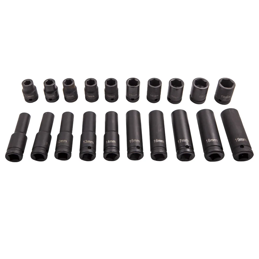 20-teiliges Radschlüsselmutter mit großer Reichweite, 10–19 mm, 6 Punkte, 1/2 Zoll Antriebssteckschlüsselsatz – Detail 5