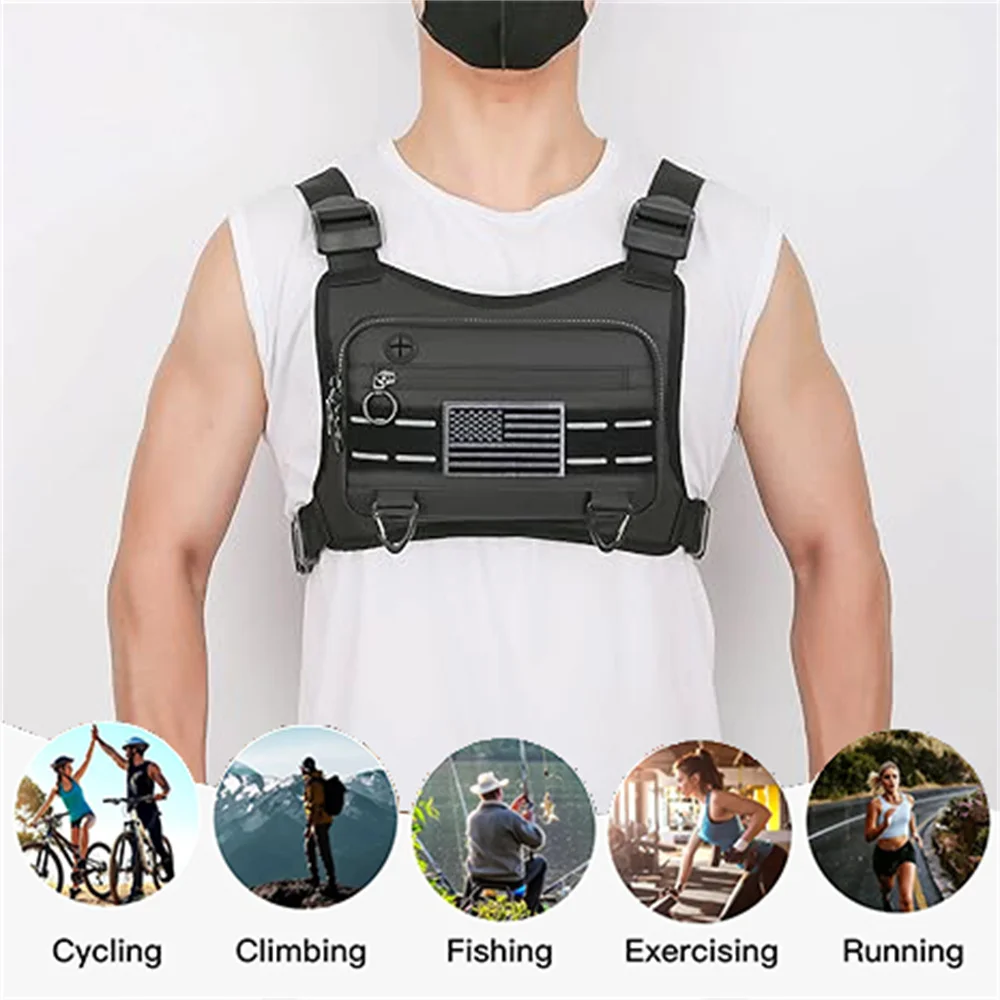 

Тактический жилет для бега — водонепроницаемая противоугонная нагрудная сумка, сумка для бега с регулируемыми лямками