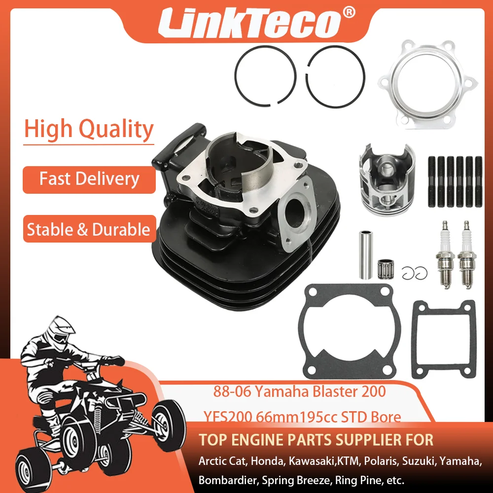 ATV 88-06 66mm 195cc Cylinder Piston Spark Plug Top End Kit For Yamaha Blaster 200 YFS200 2XJ-11111-00-00 2XJ-11311-02-00 New