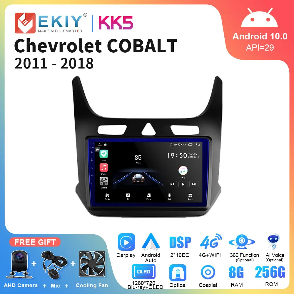 EKIY KK5 Android Car GPS Multimedia Radio Video Player Navigation For Chevrolet COBALT 2011 2012 2013-2018 QLED Carplay Stereo