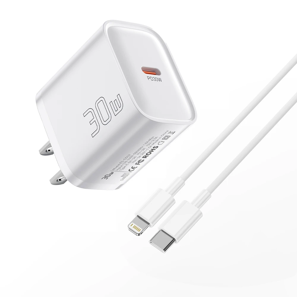 Essager Mini 30W Type C Charger Set For iPhone 16 15 Xiaomi PD 20W Lightning Cable Travel Chargers F