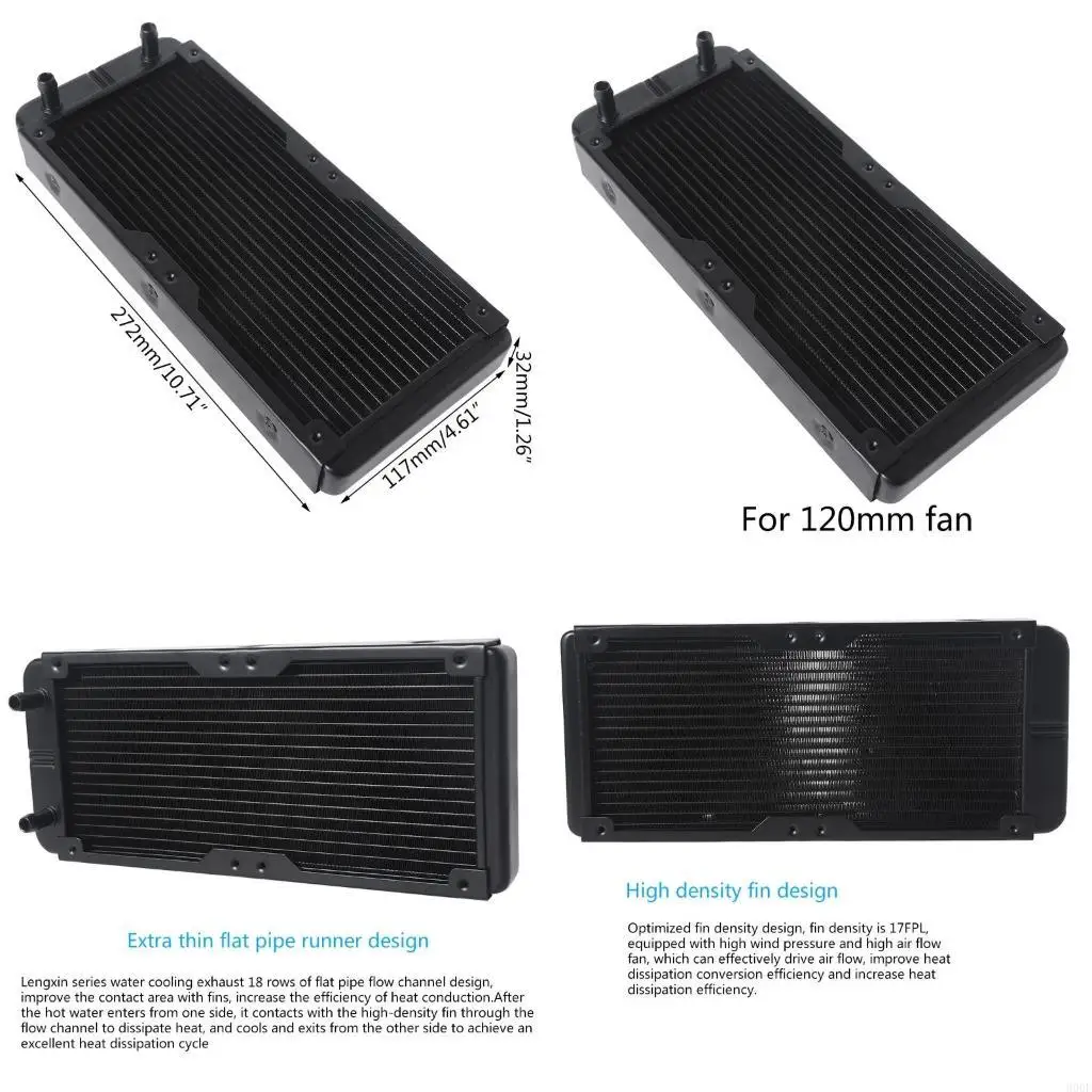 

900F PC Алюминиевый радиатор водяного охлаждения 18 трубок Теплообменник Быстрое рассеивание тепла