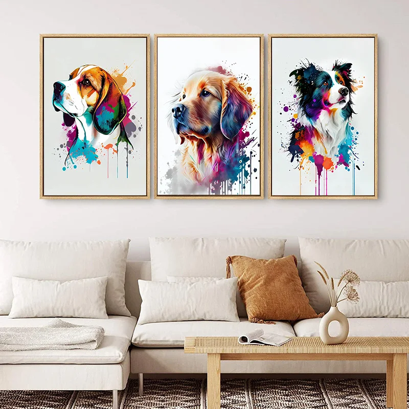 Cute Graffiti Pet Dogs Poster Prints Golden Retriever Border Collie French Bulldog Wall Art Canvas Painting For Home Room Decor