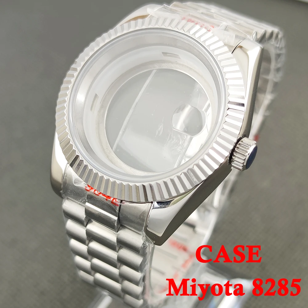 

8285 Watch case 39mm case men's steel case Sapphire Crystal Glass Watch Accessories 20mm Strap For Miyoda 8285 Movement