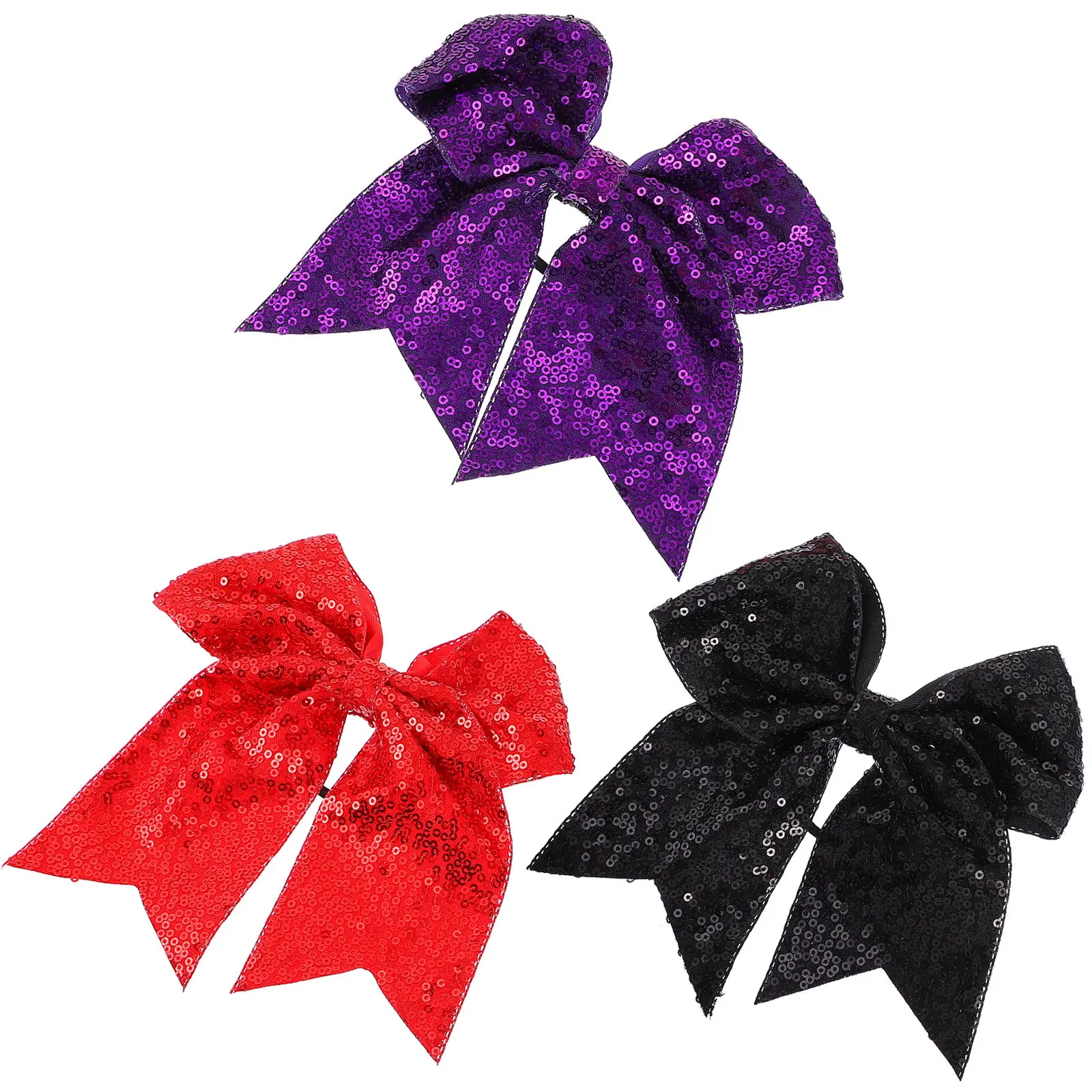 

Набор из 3 заколок для волос с блестками и пайетками, большой бант для хвоста, аксессуар для вечеринки, яркий бант с пайетками для женщин и девочек