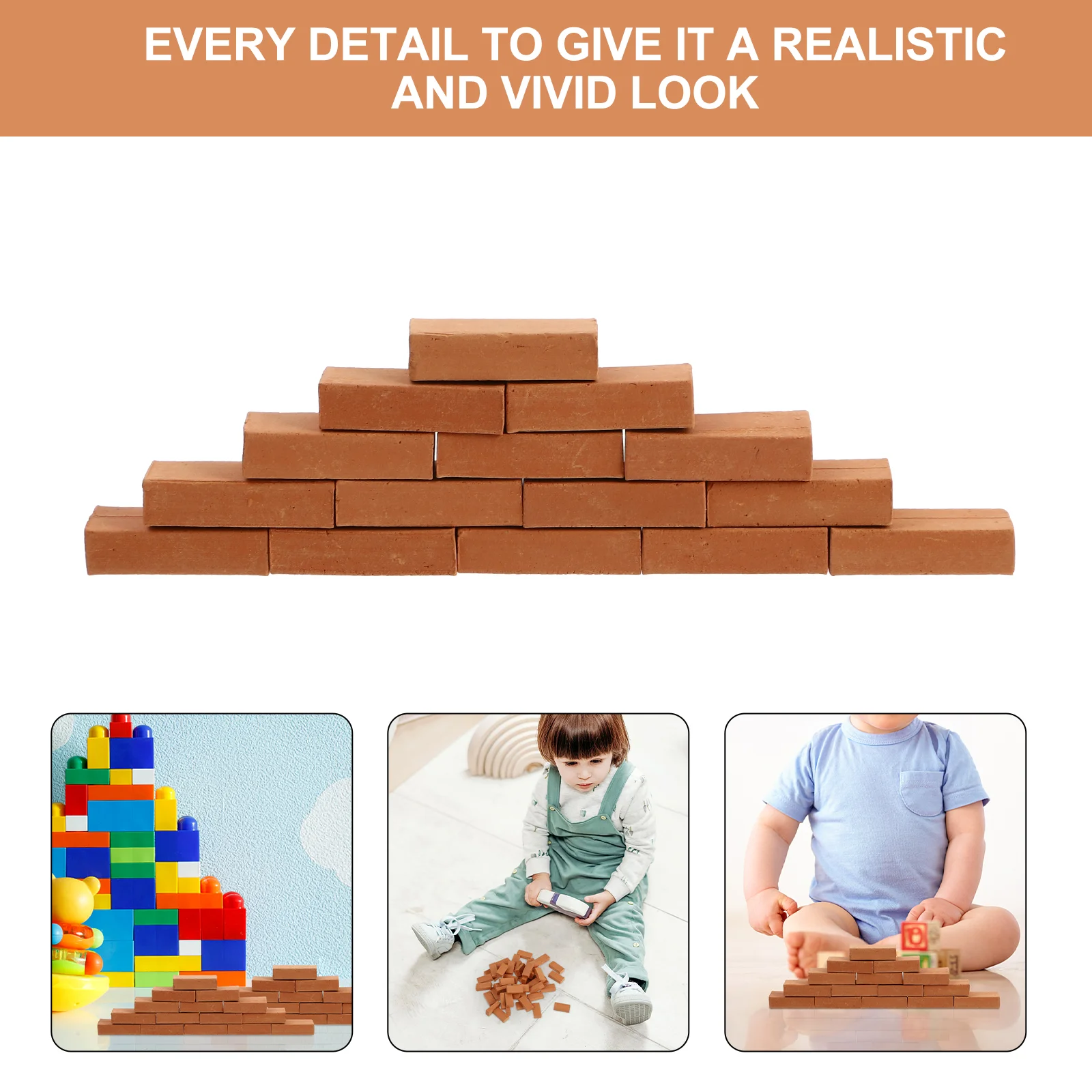 100 Pcs Decorations Mini Bricks DIY Miniature Fairy Garden Wall Sand Table House Brown Model Toddler