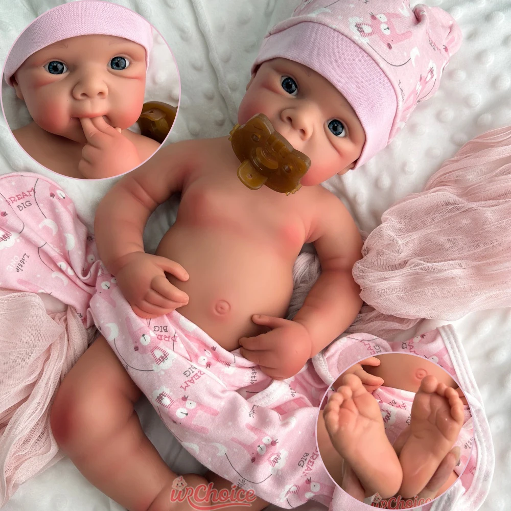 

19Inch Open Mouth Bettie Full Soft Silicone Reborn Baby Girl 3D Skin Lifelike Details Doll Emotional Support for Dementia