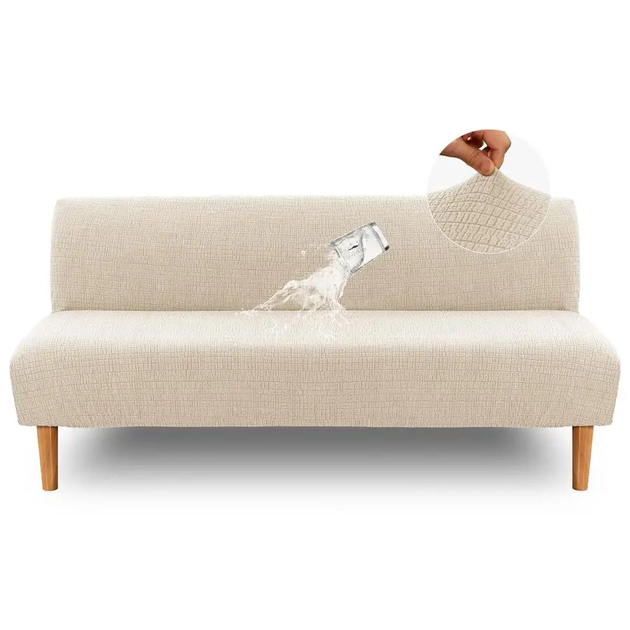 100 Waterproof Futon Covers, Leakproof Armless Sofa Covers, Stretch Jacquard Sofa Bed Cover, Washable Futon Slipcover Furniture