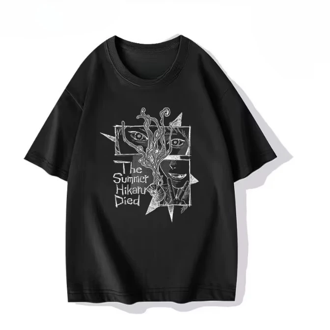 The Summer Hikaru Died Yoshiki Tsujinaka Graphic T‑shirt Unisex Washed Cotton Short Sleeve Harajuku Streetwear Casual Tops