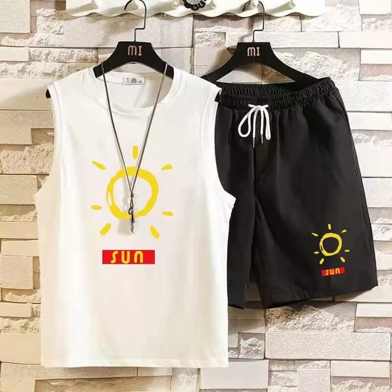 

Quick Dry Sleeveless Vest Basketball Sports Set for Men Loose plus Size Comfortable Breathable Summer Outfit with Shorts