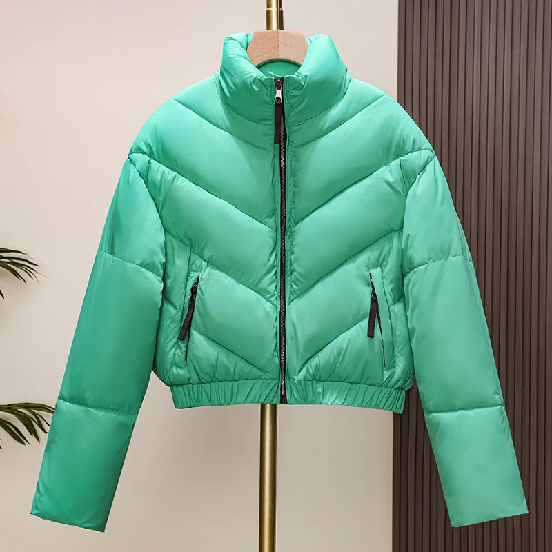 2024 New Women Winter Jacket Fashion Candy Color Short Down Cotton Jacket Warm Bread Cotton Clothes Female Winter Parkas Outwear