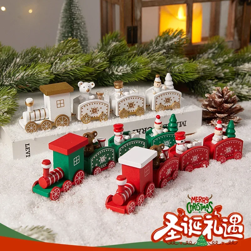 

Christmas shop window atmosphere scene decoration, children's gifts, micro landscape, small train ornaments, decorations