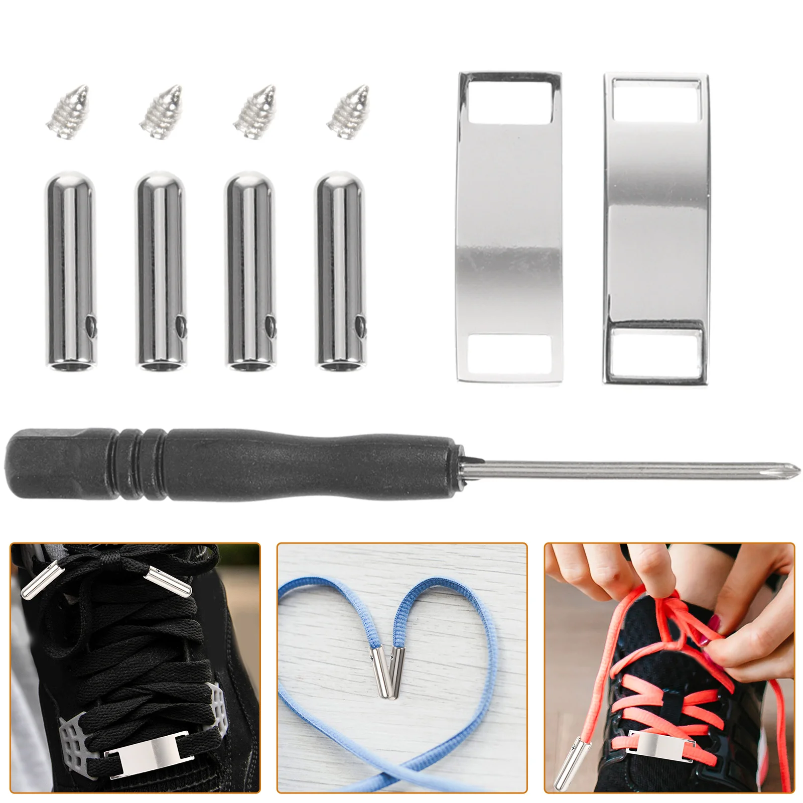 

Metal Shoe Silver Shoelaces Tips Ends Shoe Lace Tip Caps for Sneakers Sports Pants DIY Durable Hardware Replacement
