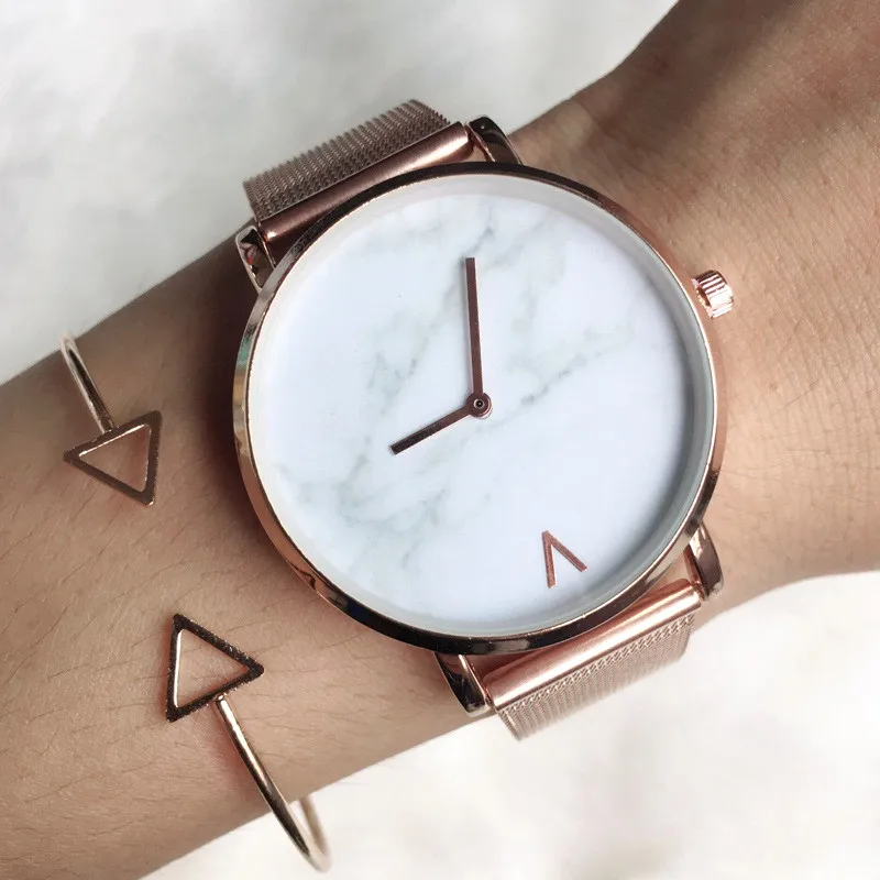 New Fashion Women Watch Minimalism 2023 Big Dial Gold Sliver Elegante Dresses Ladies Wristwatch Mesh Belt Gift Zegarek Damski