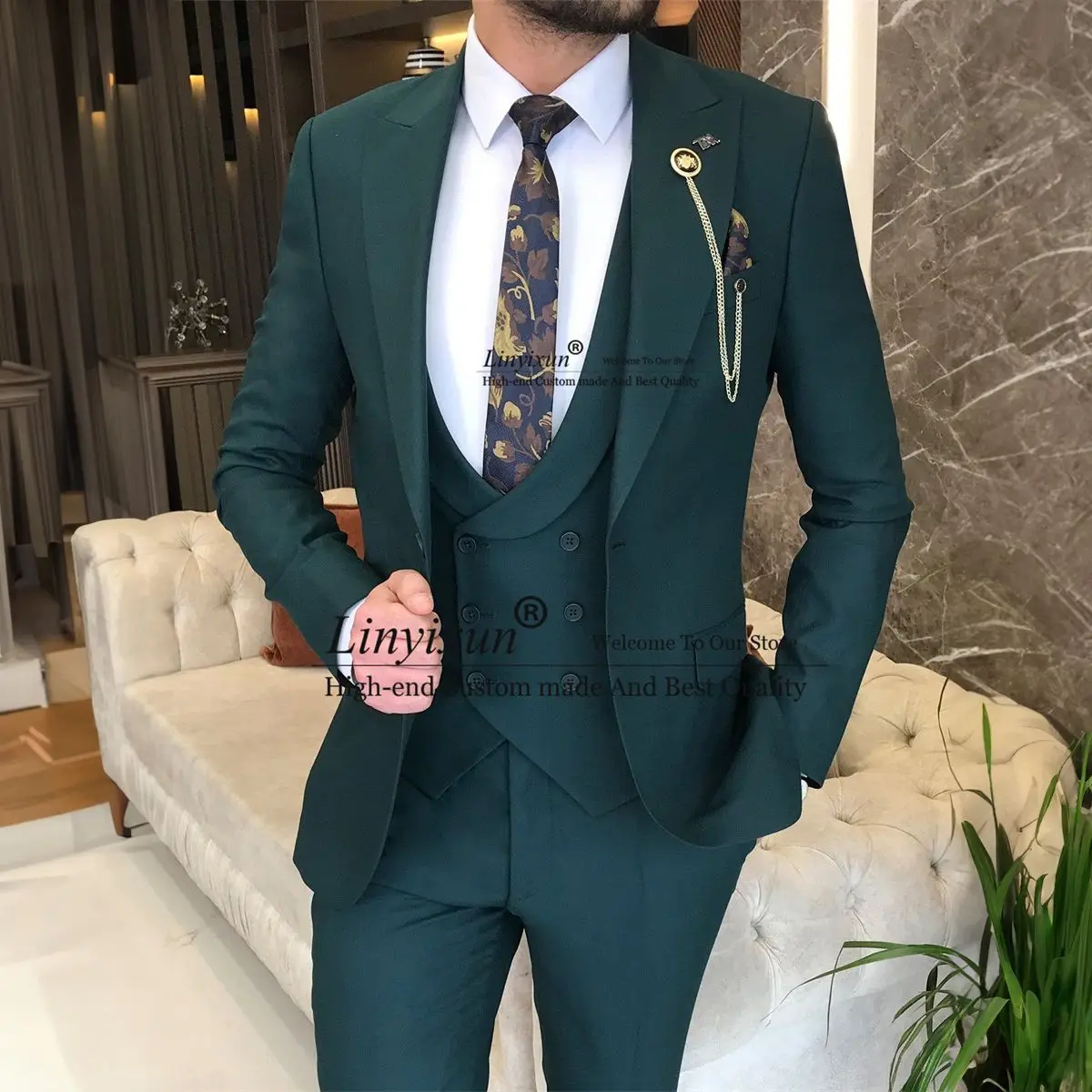 Popular Wedding Tuxedo Men Suits Slim Formal Business Male Blazer 3 Pieces Jacket Vest Pants Set Terno Masculinos Completo