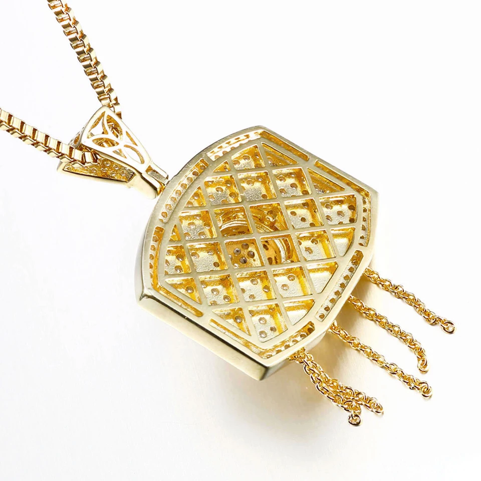 VANAXIN Basketball Stand Pendant Brass Micro Clear Cubic Zirconia Charms for Men Necklace Jewelry Box Chain
