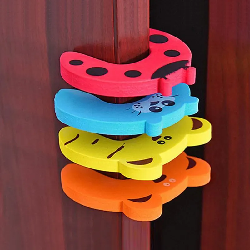 5Pcs/Lot Baby Safety For Newborn Furniture Protection Card Door Stopper Security Cute Animal Care Child Lock Finger Protector