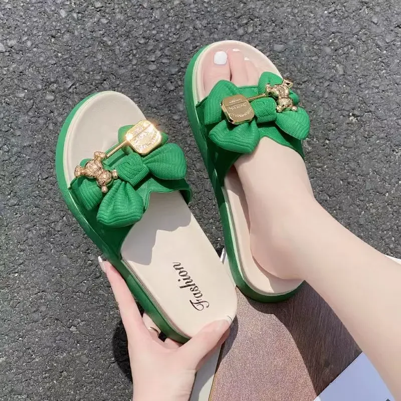 New Fashion Bowknot Women\'s Slippers Summer Women Slippers Indoor Outdoor Flip Flops Beach Shoe Home Non-slip EVA Slippers