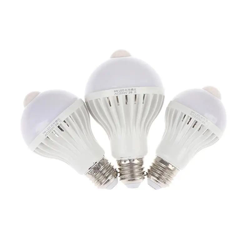 220V E27 PIR Motion Activated LED Light Automatic On/Off Human Body Sensor Lamp for Corridor Porch Basement