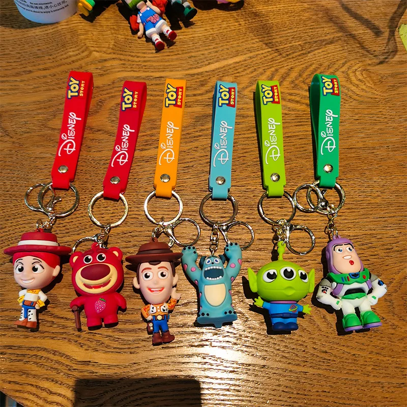 Disney Anime Toy Story Keychains Buzz Lightyear Woody Lotso Keyring Collection Doll Bag Car Accessory Kid Birthday Gifts