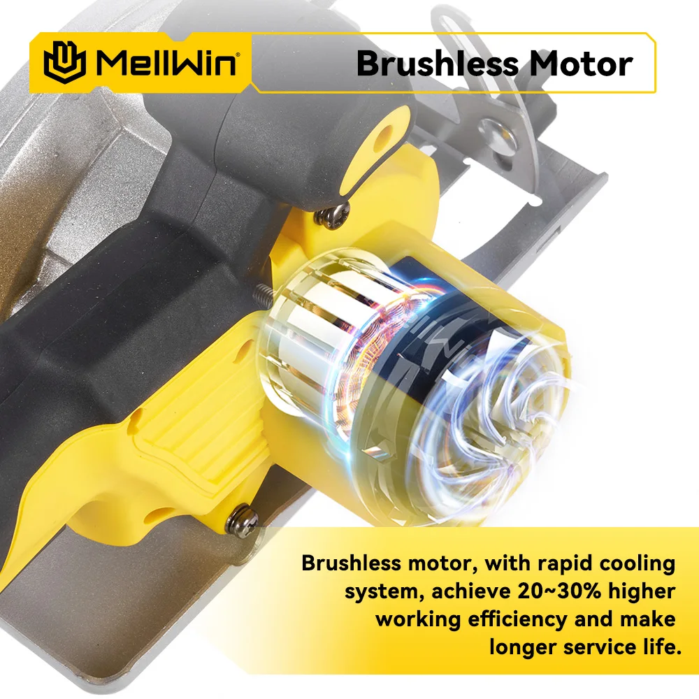 MELLWIN 5 Zoll bürstenlose elektrische Kreissäge Akku-Mehrwinkelsäge Holzbearbeitungs-Elektrowerkzeug-Set für Makita 18 V Akku-Pin – Detail 8