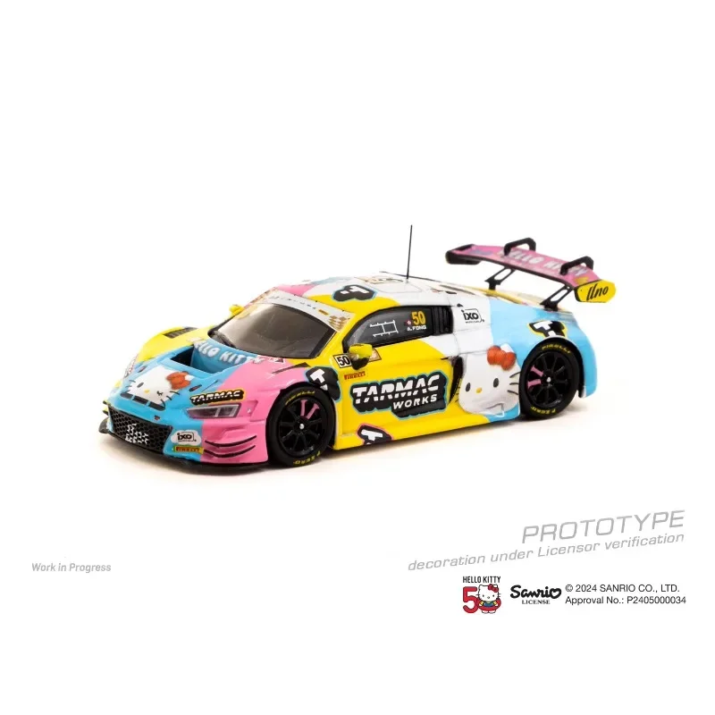 TW 1:64 Audi R8 LMS GT3 Evo II kitty painted alloy simulation model, children's collection toys, for children's holiday gifts.