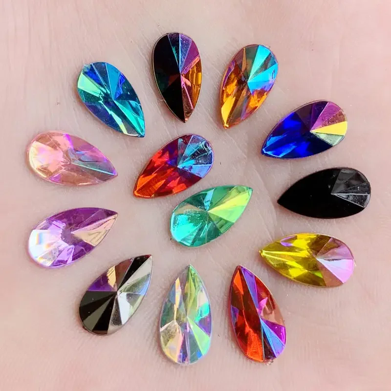 150Pcs tear drop shaped acrylic rhinestone flat bottom scrapbooks suitable for DIY jewelry making and decoration
