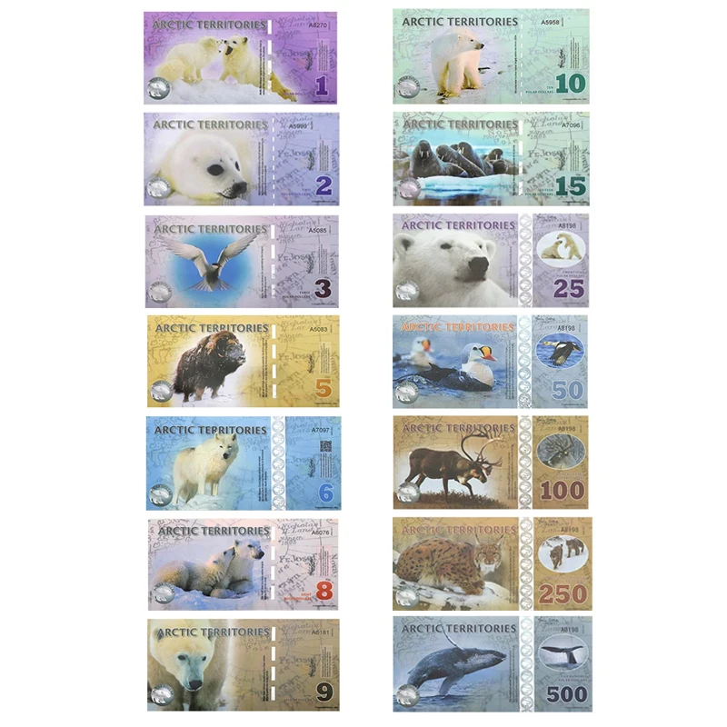 Arctic Banknote 1/2/3/5/6/8/9/10/15/25/50/100/150/250/500 Dollar Money Commemorative Collection Gift