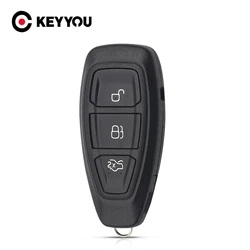 KEYYOU-funda de llave de coche para Ford Focus c-max, Mondeo, Kuga, Fiesta, reemplazo de funda de llave remota inteligente, hoja HU101, 3 botones